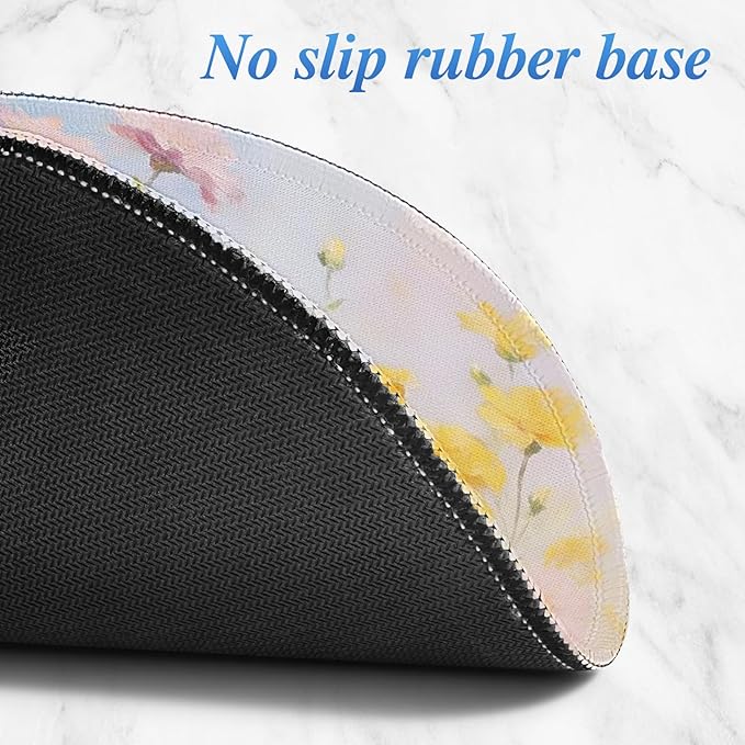 Round Mouse pad, high-end Texture, Sewn Edge Design, Anti-Slip Rubber Base. 8.6 x 8.6 inches (Pastel Flowers)