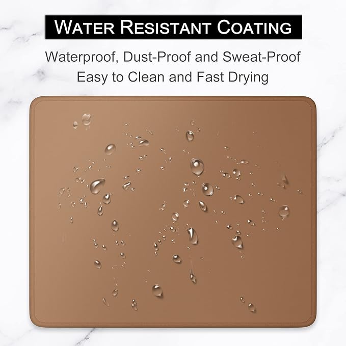 Hsurbtra Mouse Pad, Premium-Textured Square Mousepad 10.2 x 8.3 Inch, Stitched Edge Anti-Slip Waterproof Rubber Pretty Cute Computer Mat for Office Gaming Laptop Women Kids Leather Brown