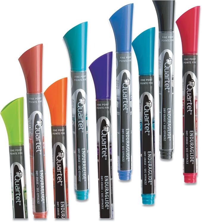 Quartet Dry Erase Markers, Whiteboard Markers, Fine Tip, EnduraGlide, Assorted Colors, 12 Pack (5001-21M)