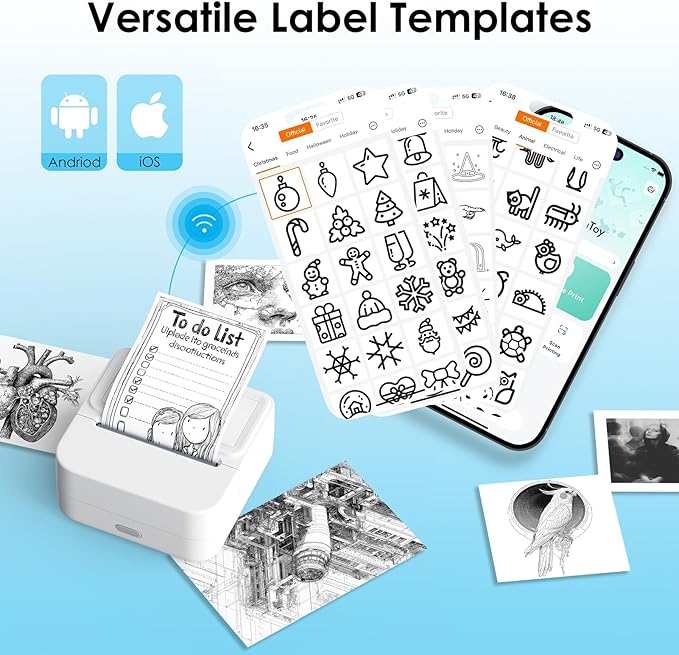 Bluetooth Sticker Printer with 1 Roll of Sticker Paper, Y2C Mini Sticker Maker Machine, Pocket Thermal Label Maker Machine with Tape for DIY, Notes, Label Ideal Gift for Kids&Student, White