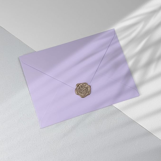 50 PCS Purple Colorful A7 Envelopes with Stickers, 5x7 Envelopes for Greeting Cards, Great for Invitations, Wedding Invitation, Birthday, Baby Shower, Graduation