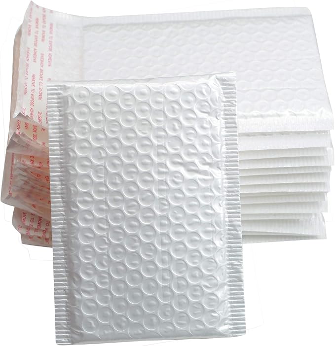 25 Pack 4x6 Inches Small White Poly Bubble Lined Mailers Padded Shipping Envelopes Self Seal Mailer Waterproof, Shockproof and Dustproof (White 4x6 Inches-25pcs)