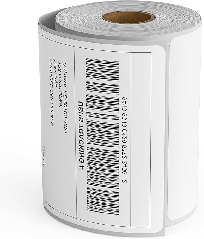 4"x 6" Direct Thermal Shipping Labels, 1" Core, Perforated, 250 Labels per Roll, Thermal Printer Labels 4x6