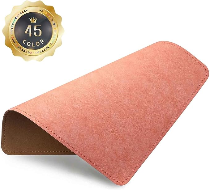 PU Leather Mouse Pad With Stitched Edge, Micro-Fiber Base, Non-Slip Waterproof for Computers, Laptop, 8x11 Inch (Pink)