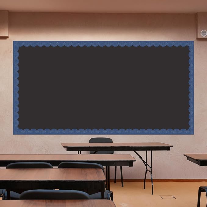 Zonon 65.6 Feet Blue Jeans Bulletin Board Border Farmhouse Scalloped Retro Blue Border for Bulletin Board Trim Roll Classroom Decorations for Back to School Classroom Chalkboard Home Office Wall Decor