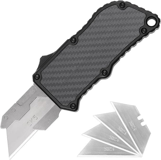 Utility Knife Box Cutter, Pocket Knife, Change Blade Razor Knife, Aluminum Alloy Shell, 5 Extra Blades