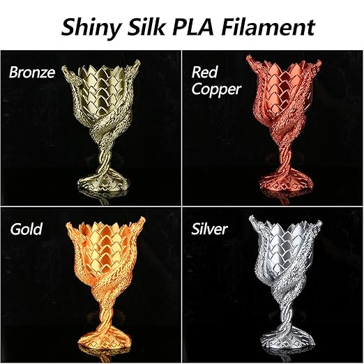 AMOLEN PLA 3D Printer Filament PLA Filament 1.75mm Silk Filament Bundle,Gold, Silver,Bronze, Red Copper,3D Printing Filament Bundle, 200gX 4 Spools