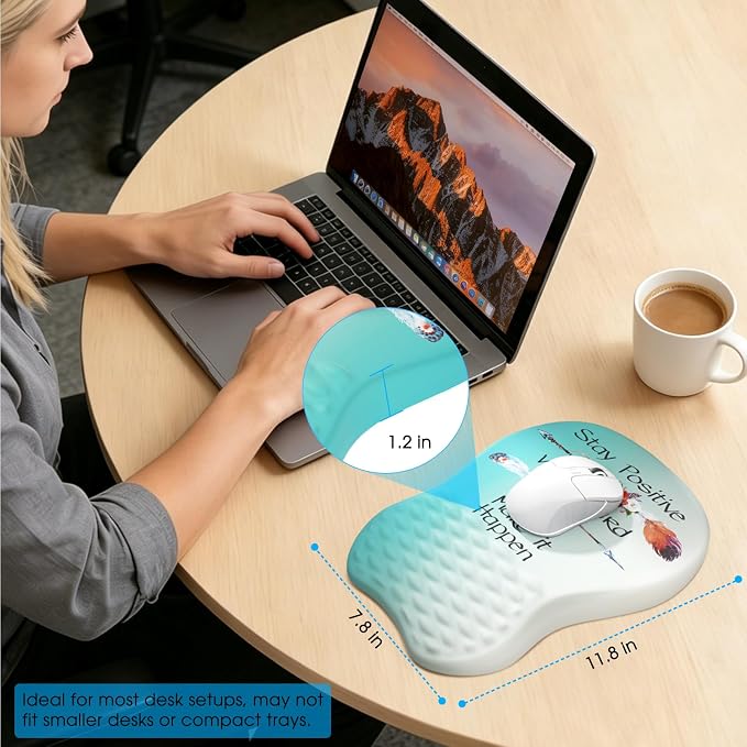 MROCO Ergonomic Mouse Pad with Wrist Support, 11.8 x 7.8 in, Feather Arrow | Memory Foam Wrist Rest Mouse Pad, Non-Slip Base, Smooth Lycra Surface for Office & Home, Comfortable Wrist Support