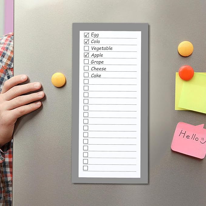4 Pack Magnetic Notepads for Refrigerator，200 Sheets Grocery List Large Magnet Pad for Fridge,Full Magnet Back Design Magnetic Memo Pads for Grocery List, Shopping List, To-Do List (Gray, 4 pack)