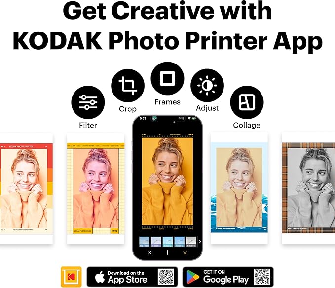 KODAK Dock Plus 4x6'' Photo Printer, 50 Sheets, Docking & Bluetooth Smartphone Printer for iPhone & Android, Instant Color Prints, 4PASS Dye Sublimation