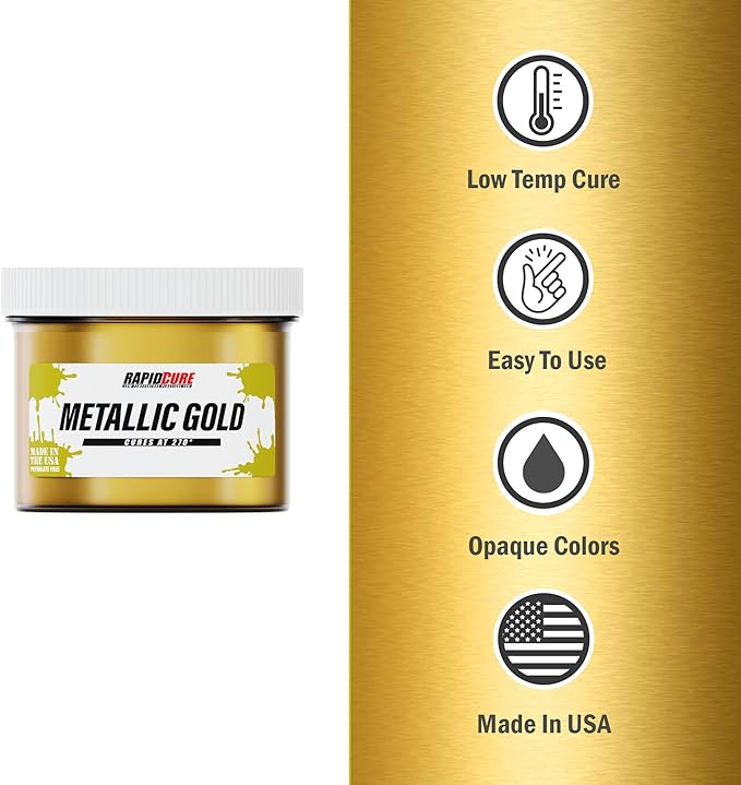 Rapid Cure® Screen Printing Ink Gold (5 Gallon - 640oz.) - Plastisol Ink for Screen Printing, Fast Curing Fabric Paint - Screen Print Direct®, USA Made