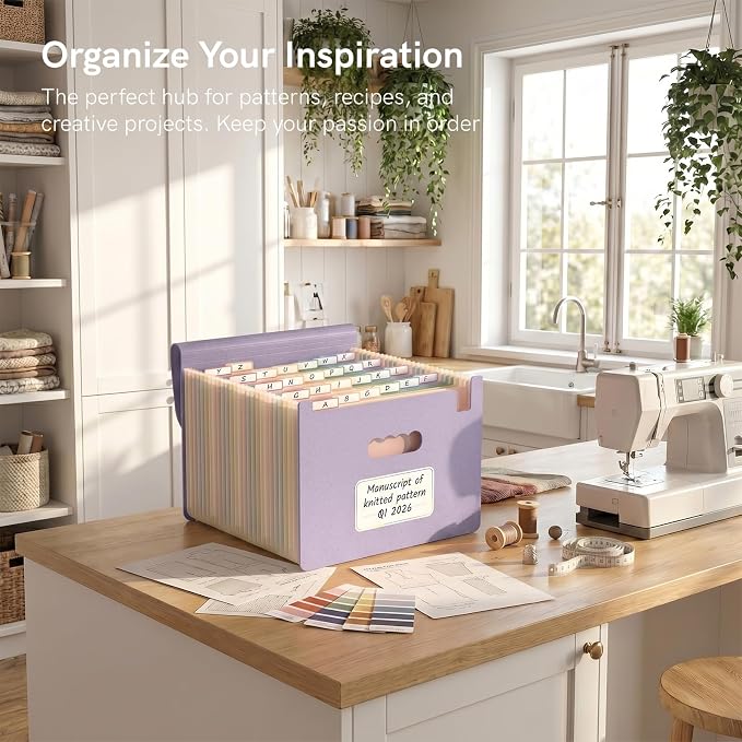ABC life 26 Pockets Accordion File Organizer, Dusty Lavender | Expanding File Folder for Letter/A4 Size, Portable Document Holder with A-Z Tabs for Tax Receipt, School, Home, Office