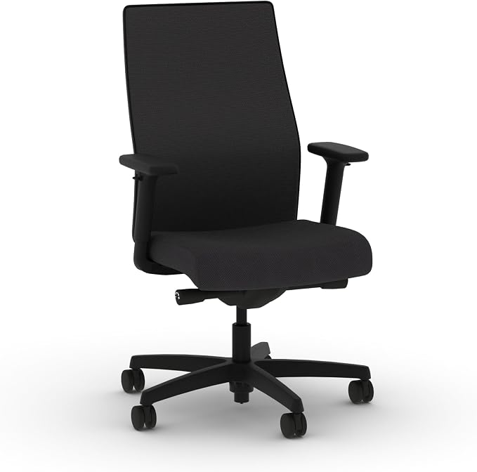 HON Ignition 2.0 Ergonomic Office Chair, Lumbar Support, Desk Chair, Onyx | Ergonomic office desk chair with lumbar support, adjustable arms, office decor, workstation comfort for focused productivity