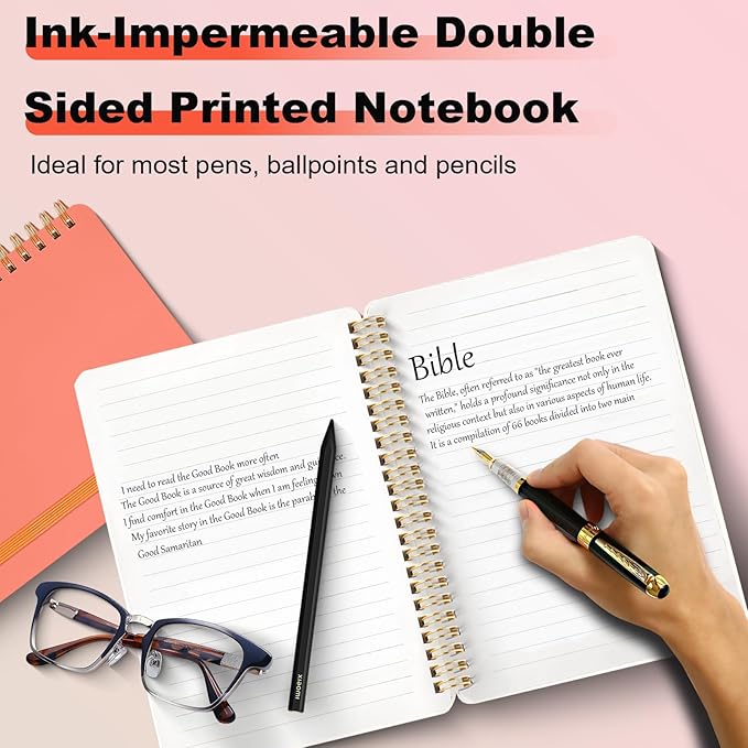 4 Pack A5 Spiral Journal Notebook, Lined Notebooks for Work, Note Taking, School, Writing, Spiral Bound Journaling Notebooks 8.3x5.8 Inch with Strap, Cute Notebooks for Women 57 Sheets