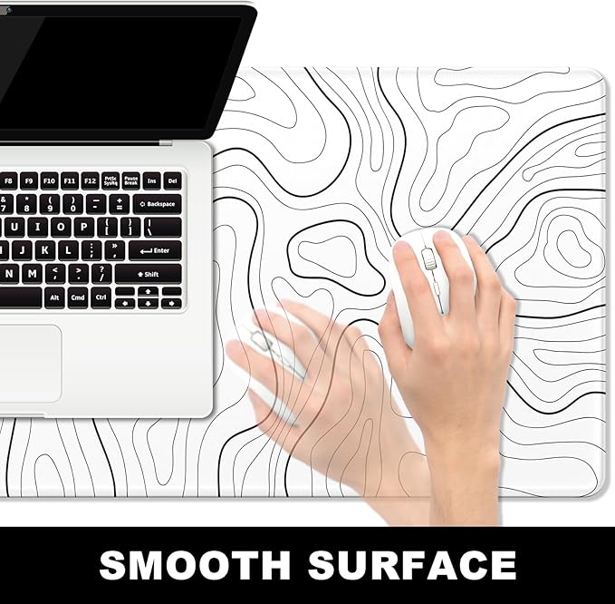 BOSOBO Large Desk Pad, XXL Gaming Mouse Mat, Desktop Cover 35.5 x 15.7 Inches, Abstract Lines