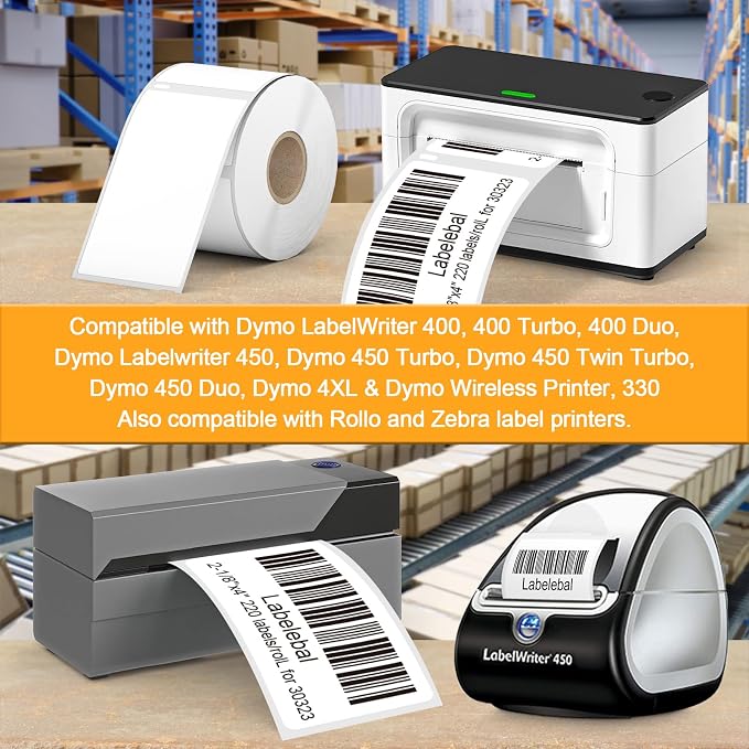 2640 Pcs/3-Proof 1" Core Labelebal Compatible with DYMO 30323,2-1/8" x 4"(54mm x 101mm) Direct Thermal Labels, Shipping Replacement Labels Compatible for DYMO LabelWriter Printer (NOT for 550,5XL)