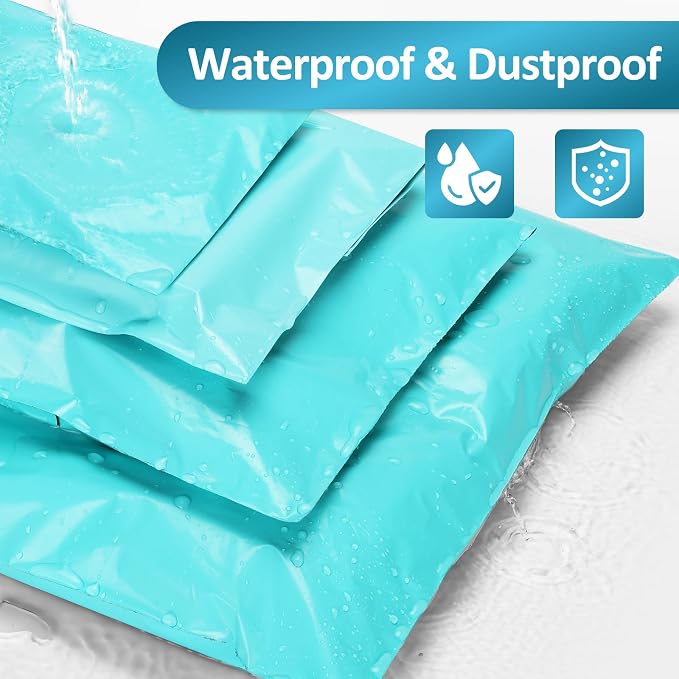 UCGOU 100 Pack Not Padded Teal Poly Mailers Variety Pack, 10x13 Inch & 12x15.5 Inch & 14.5x19 Inch &19x24 Inch Mailing Bags, Self-sealing Adhesive Mailers Assorted Sizes for Small Business