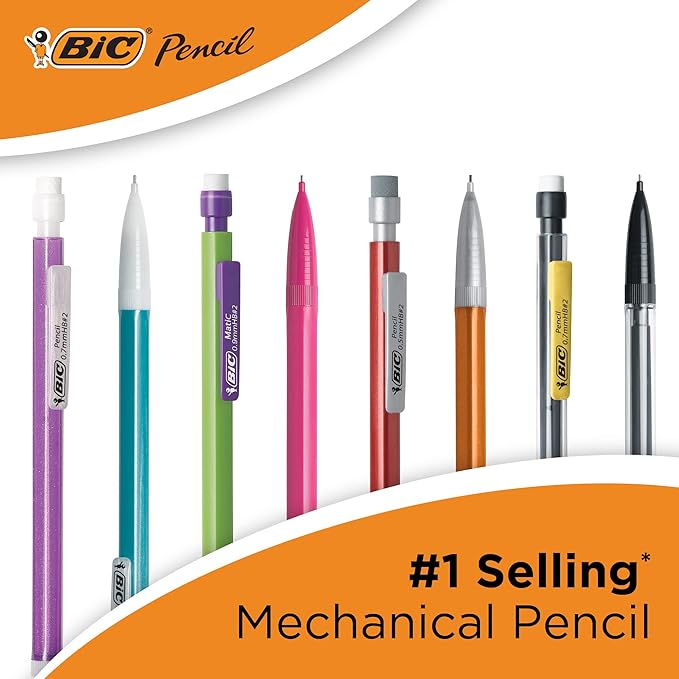 BIC Xtra-Precision Mechanical Pencil, Clear Barrel, Fine Point (0.5mm), 5-Count (Pack of 2)