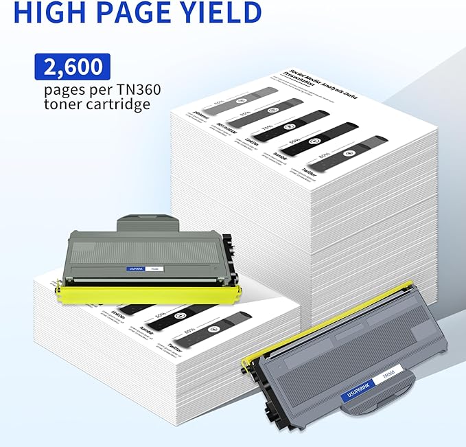 TN360 High Yield Compatible Toner Cartridge Replacement for Brother TN360 TN-360 TN330 TN-330 Work with DCP-7040 DCP-7030 MFC-7840W HL-2140 MFC-7340 MFC-7440N HL-2170W HL-2150N Printer (Black, 1 Pack)
