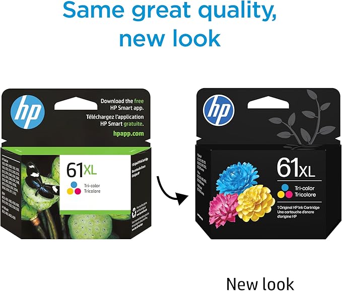 HP 61XL Tri-Color High-Yield Ink | Works with DeskJet 1000,1510,2050,2510,2540,3000,3050,3510; Envy 4500,5530; OfficeJet 2620,4630 | Instant Ink Eligible-| CH564WN-| Packaging May Vary,(Pack of 2)