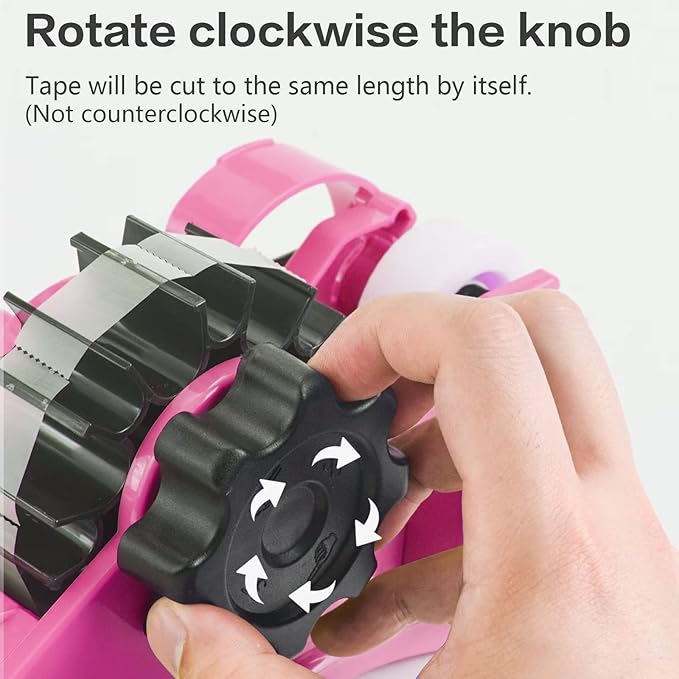 Cute Pink Heat Tape Dispenser with Pen Slot and 1"& 3" Dual-roll cores,semi-Automatic Desk 3/4" Sublimation Tape Dispenser & Cut, Designed for Office,School and Warehouse.
