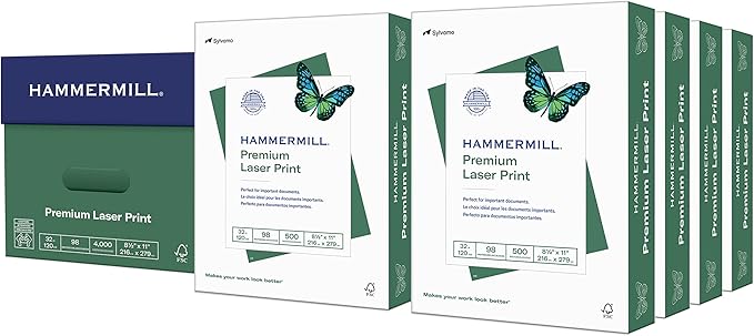 Hammermill Premium Laser Print 32 lb Copy Paper,8.5x11, 32 Case Pallet, (128,000 Sheets) - Made in the USA, 98 Bright, 104646P