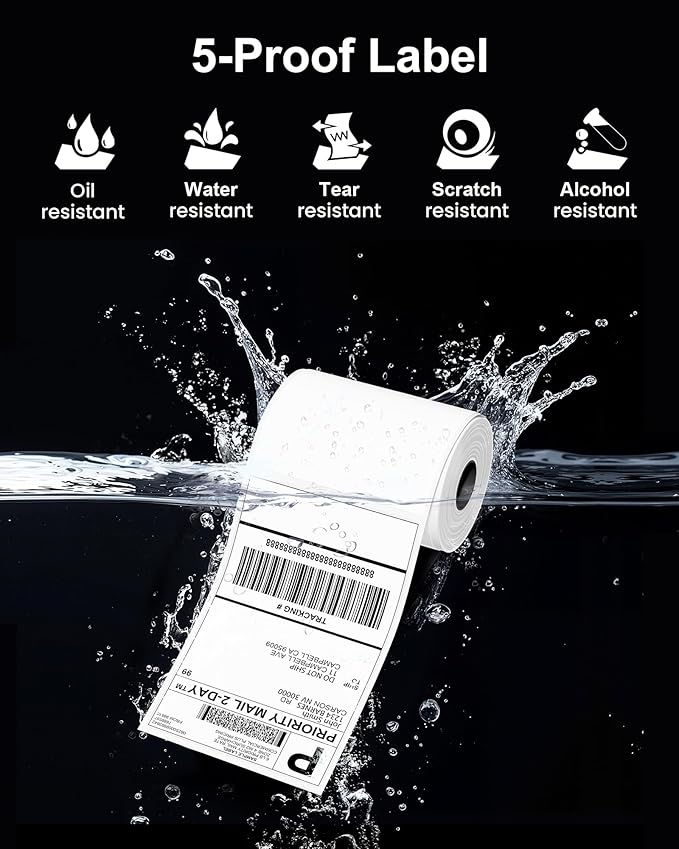 Phomemo Thermal Labels 4x6 for Shipping Packages, Direct Printer Label Paper 4x6 Shipping Labels Compatible with Rollo Zebra Btother MUNBYN Phomemo Nelko Omezizy, 500 pcs Shipping Seals Sticker