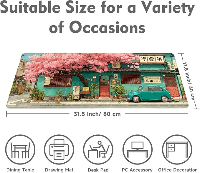 Desk Mat Mouse Pad Gaming Desk Pad XL Large Mouse Mat Office Decor Accessories (Sakura car)