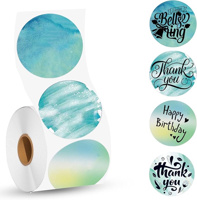 2inch Round Thermal Labels Self-Adhesive, 500 PCS/Roll Circle Thermal Printer Labels for Business and Home, Thermal Sticker Label for/Shipping/Packaging/DIY Logo Design/Thanks Card
