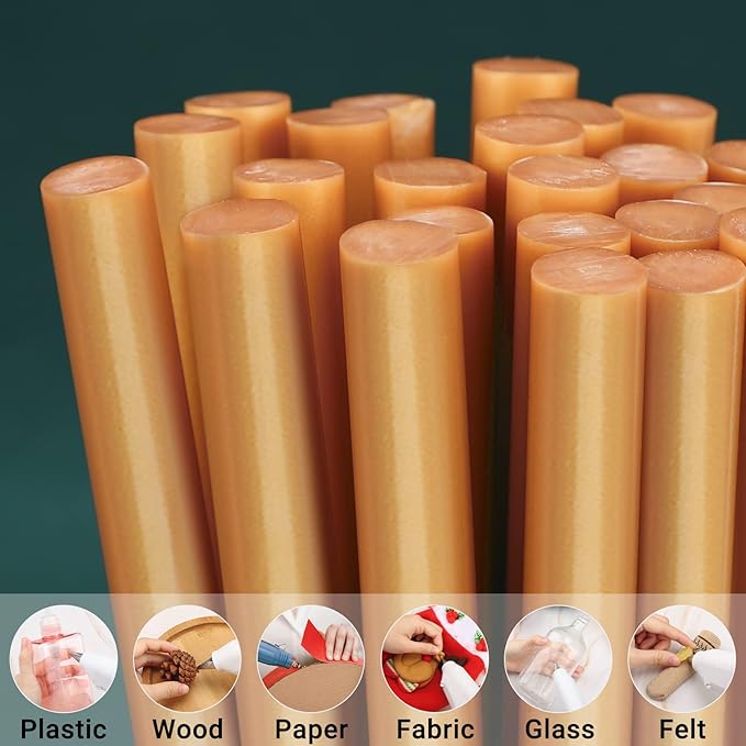 Metallic Gold Hot Glue Sticks, Manarty 48 PCS Full Size Hot Melt Glue Sticks Colored, Craft Adhesive Waxing Sticks for Wedding Cards, Sealing, Holiday Decoration, Art, DIY, 0.43" Dia x 4" Long,
