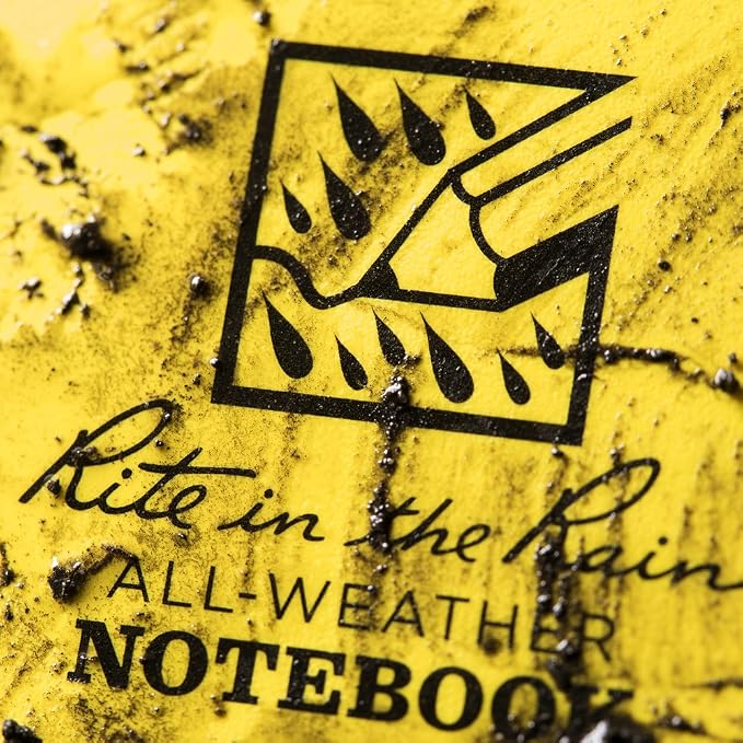 Rite in the Rain Weatherproof Top Spiral Notebook, 3" x 5", Yellow Cover, Universal Pattern, 6 Pack (No. 135L6)