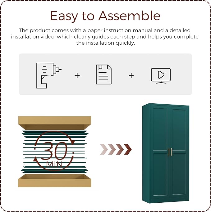 71" Tall Metal Kitchen Pantry Cabinet, Storage Cabinet with Doors | Kitchen Cabinet with 4 Adjustable Shelves, Tall Food Pantry Cabinet, Green Cupboard for Kitchen, Dining Room, Garage & Office