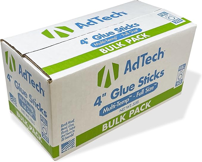 AdTech Full Size Hot Glue Sticks, 4-Inch, 200-Count | Multi-Temp for High & Low Temp Glue Guns | Strong Bond for Crafts, DIY & Repairs | Made in the USA