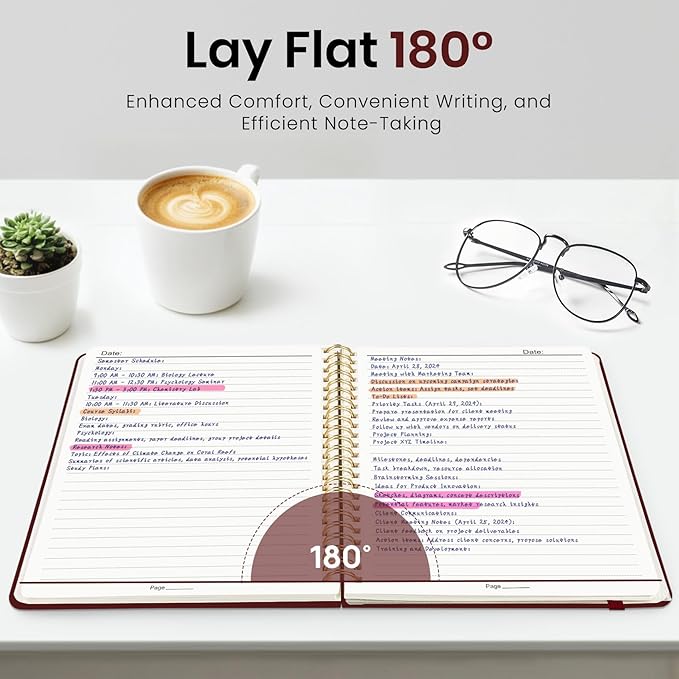 Lined Spiral Journal Notebook for Women, A5 College Ruled Journals for Writing, Hardcover Notebooks for Work, Note taking and Office School Supplies,140 Pages - Burgundy