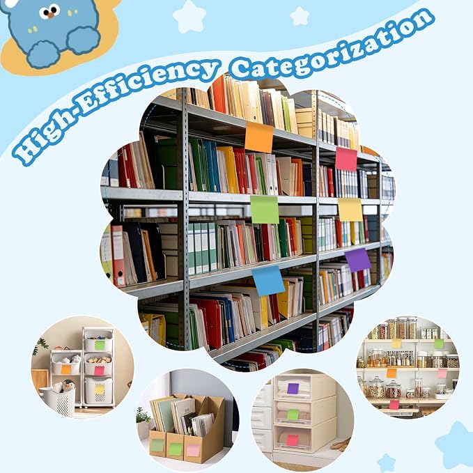 3x3 Inch 8 Pack Self-Stick Sticky Notes, 480 Total Sheets, Colorful Memo Pads for Home, Office & School