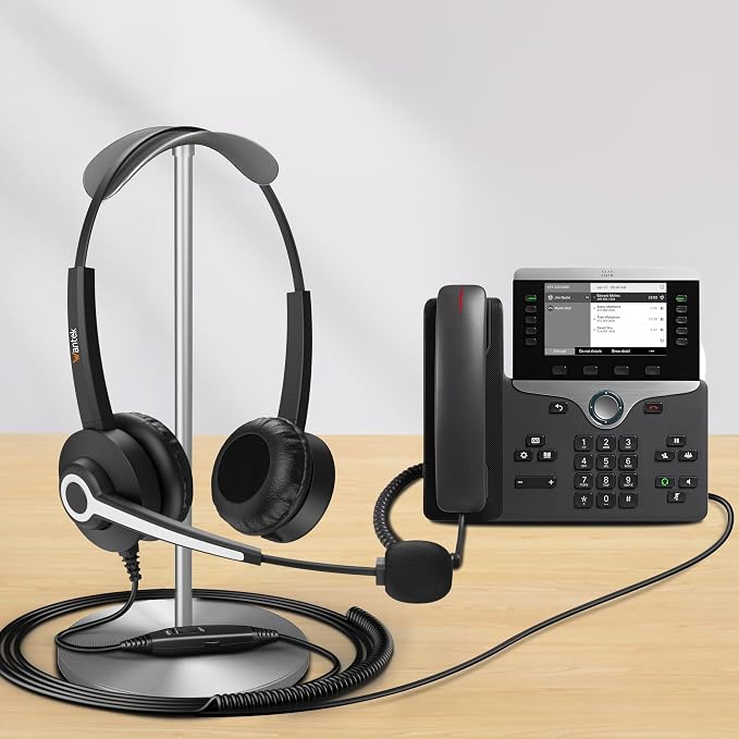 Wantek RJ9 Headset for Cisco IP Phones, Telephone Headset with Noise Canceling Microphone & Mute Button, Office Phone Headset Compatible with Cisco 6800 6900 7800 7900 8800 Series IP Phones