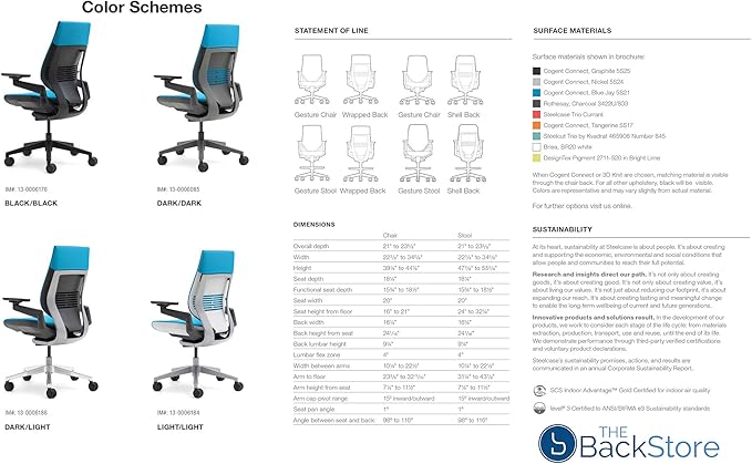Steelcase Gesture Office Desk Chair with Headrest in Elmosoft Genuine Saddle L147 Leather Plus Lumbar Support Low Black Frame