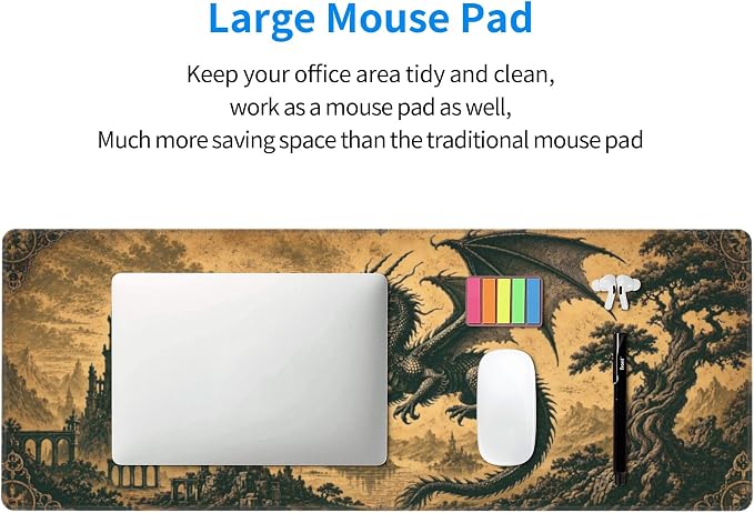Dragon Mouse Pad XL Large Mousepad Non Slip Rubber Base Desk Mat for Laptop Computer Gaming 31.5" X 12"