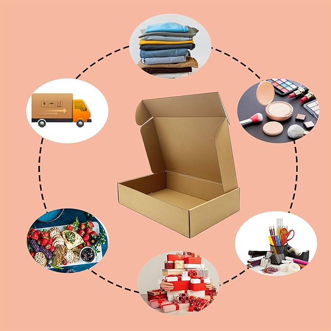 14 x9 x 3 inch Shipping Boxes Set of 20， Brown Corrugated Cardboard Box Mailer Boxes for Packaging Small Business Shipping，Mailing Boxes Bulk for Birthday Wedding Party Book Literature Gift Giving