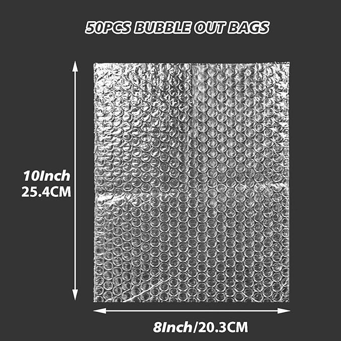 50Pcs Bubble Pouches Wrap,8”x10”Bubble Pouches for Shipping,Double Wall Bubble Cushioning Wrap out Bags for Mailing Packing,Moving and Storage Glass Fragile China Dishes Electronic Item
