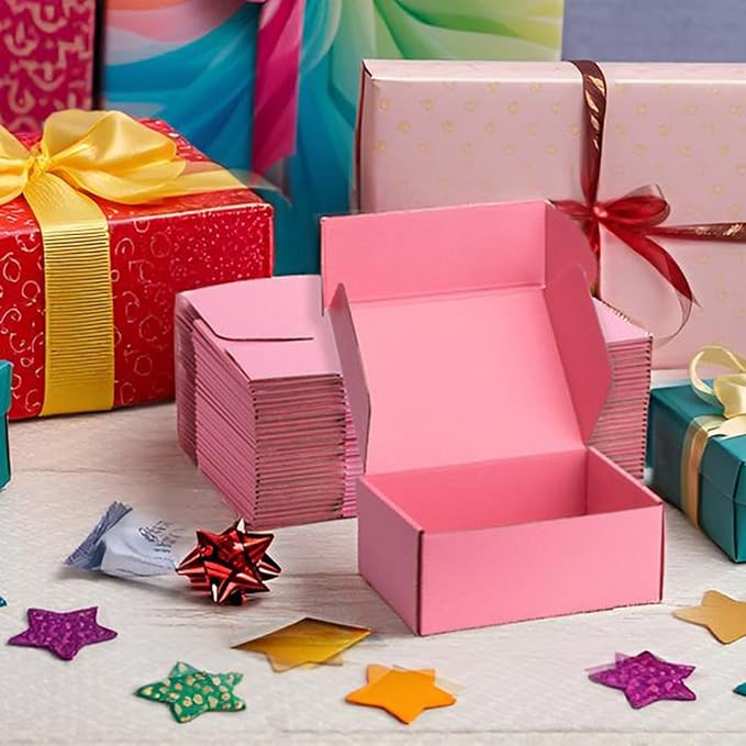 Small Shipping Boxes 8x6x3 Inches – Pink Corrugated Cardboard Boxes (20-Pack) for Mailing, Packing, Small Business & Gift Packaging - Recyclable & Sturdy