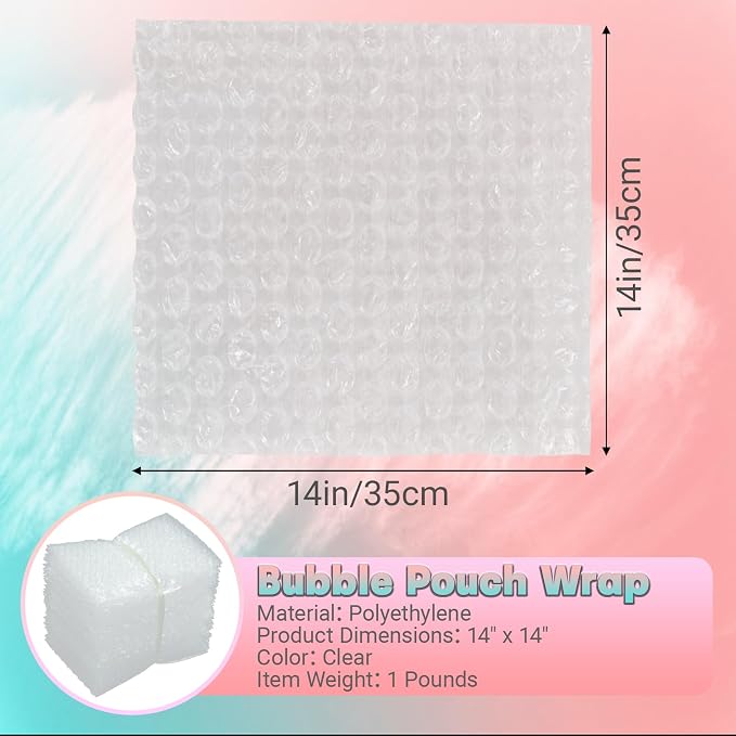 50Pack14x14" Clear Bubble Out Bags, Double-Wall Cushioned Pouch for Packing | Double-Wall Shockproof Bubble Cushioning,Lightweight Durable,Ideal for Shipping,Moving Fragile Small Items Storage
