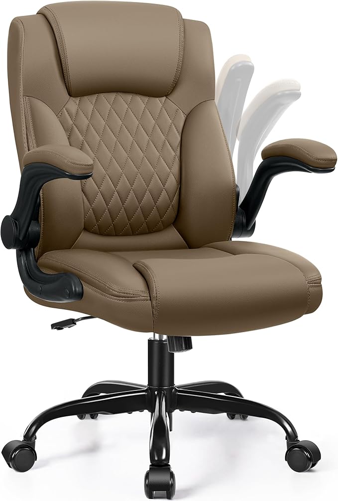 Leather Office Chair, PU Home Computer Desk Chairs with Ergonomic Back Support, 360°Swivel Free，Small Gaming Chair with Wheels and Adjustable Armrests, for Short People Use