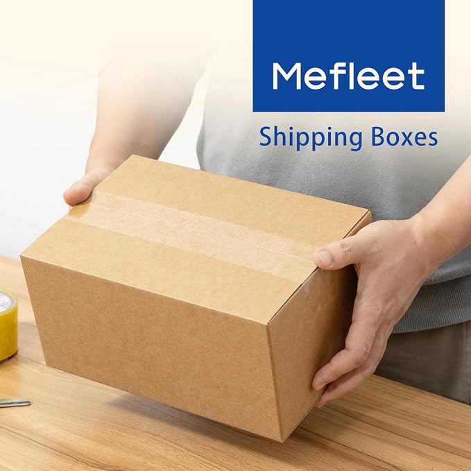 Mefleet 10x7x5" Shipping Boxes 50 Pack Corrugated Cardboard Box Brown | 3 Layers, Bulk quantity, Packaging for Small Business, Mailer Mailing Packing Supplies