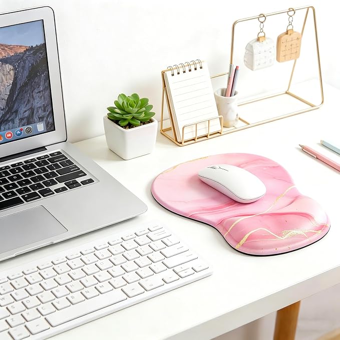 Ergonomic Mouse Pad with Wrist Rest - Gel Wrist Support Mousepad with Non-Slip PU Base for Computer, Laptop, Office & Home