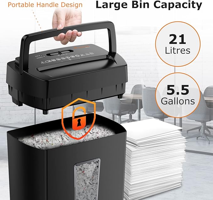 Bonsaii 12-Sheet Cross Cut Paper Shredder, 5.5 Gal Home Office Heavy Duty Shredder for Paper, Credit Card, Mail, Staples, with Transparent Window, High Security Level P-4 (C275-A)