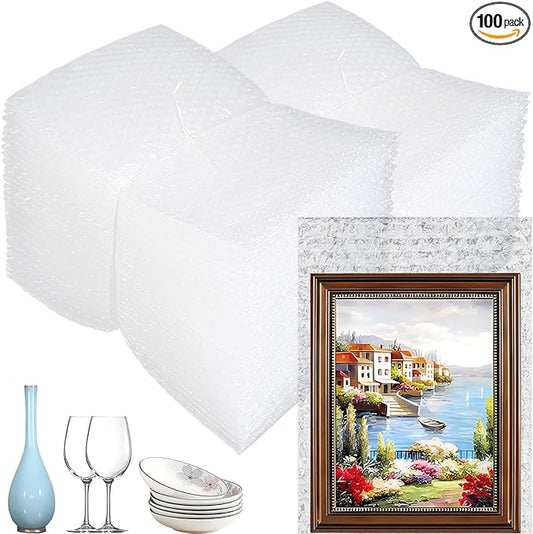 100 Pcs Bubble Pouch Wrap Bags, 6 x 8 Inch Clear Thickening Shockproof Foam Bags Protective Bubble Pouch Double Walled Cushioning Bags for Moving, Shipping, and Packing