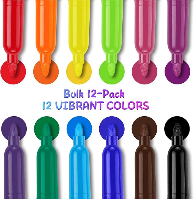 SFAIH Dry Erase Markers Fine Tip 12 Colors, 12 Pack (1 Dozen) - Low Odor Whiteboard Markers Set for Kids Art, Home Office, Calendar Planning | 5 Sizes: 12/24/48/72/144 Packs Available