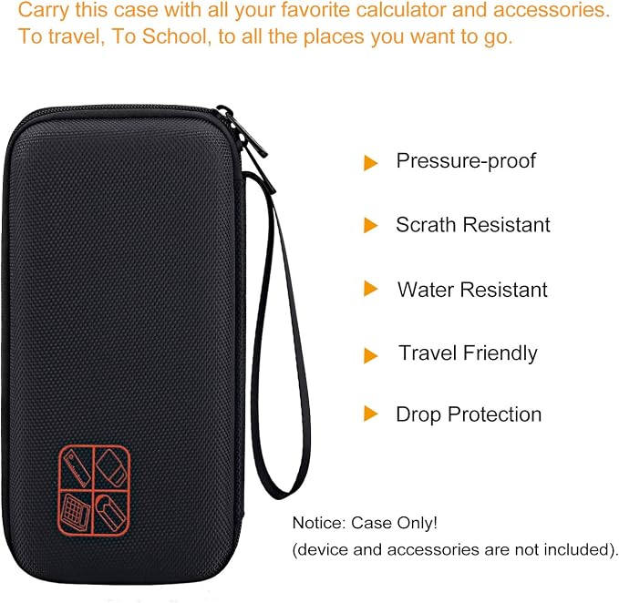 BOVKE Case for TI-84 Plus CE/TI-84 Evo/TI-84 Plus/TI-83 Plus/CE Calculator | Texas Instruments TI-84 Plus CE/TI-84 Evo/TI-84 Plus/TI-83 Plus Color Graphing Calculator Shockproof Carrying Case, Black