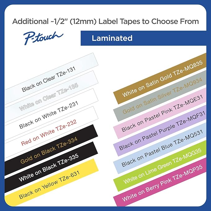 Brother Genuine P-Touch TZeMQE31 Tape, 1/2" (0.47") Wide Standard Laminated Tape, Black on Pastel Pink, Laminated for Indoor or Outdoor Use, Water-Resistant, 0.47" x 26.2' (12mm x 8M), TZEMQE31